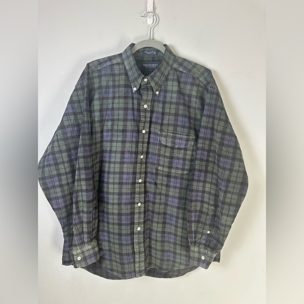 VINTAGE Britches Great Outdoors Shirt Mens XL Green Blue Flannel Button
